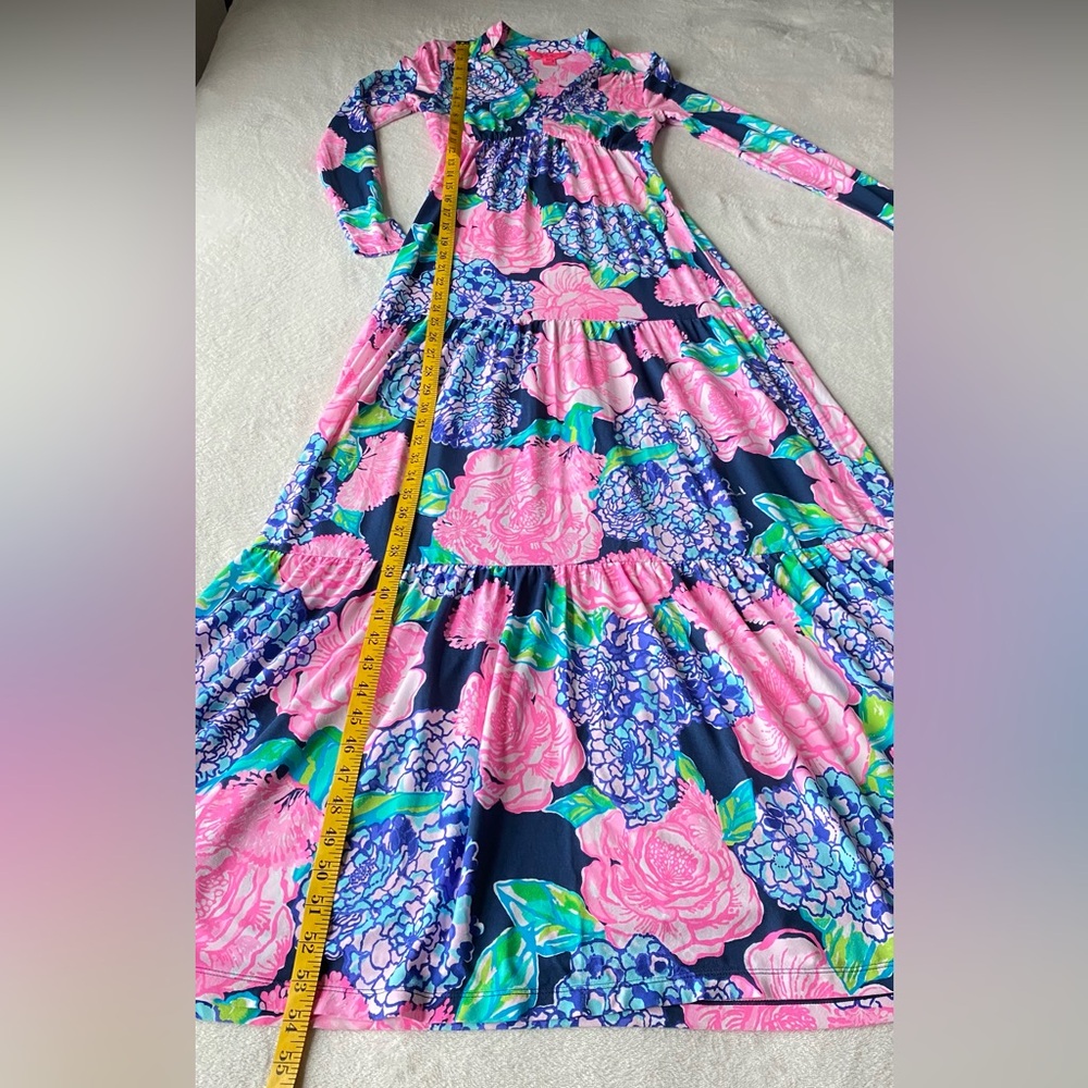Lilly Pulitzer Martinique Tiered Maxi Dress Long Sleeve Hey Hey Bouquet XXS - Picture 13 of 16